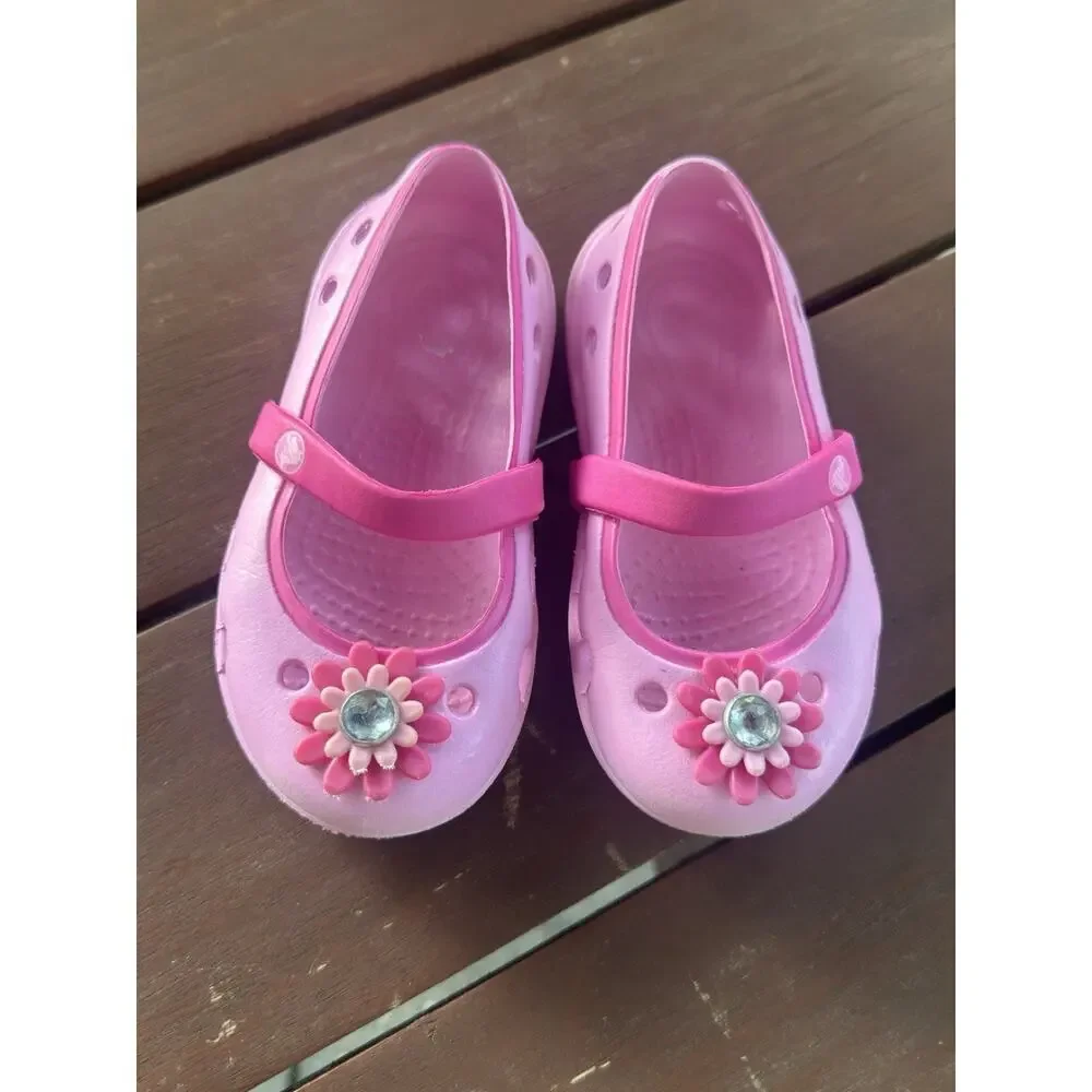 Crocs Kids Girls Keeley Springtime Embellished Mary Jane Flats Shoes Pink C6